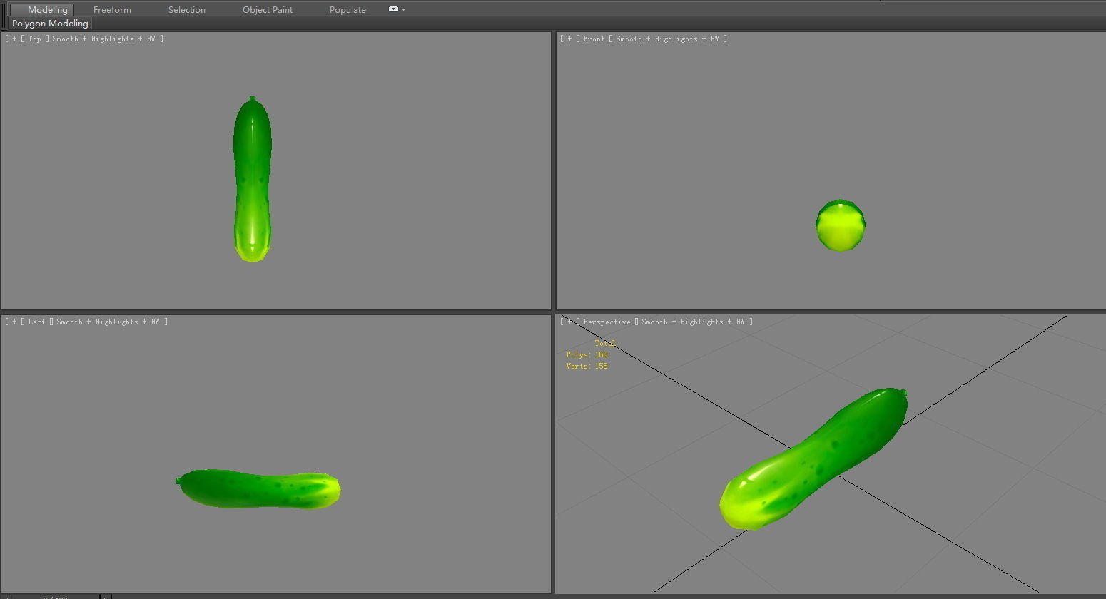 Cartoon cucumber Low-poly 3D model_3