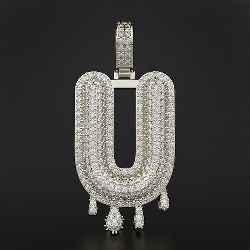 Bubble Letter U with Drip Pendant 3D print model