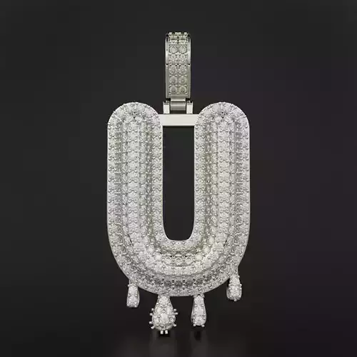 Bubble Letter U with Drip Pendant 3D print model