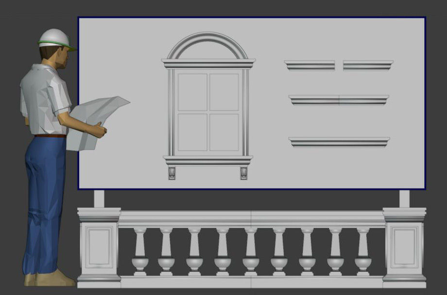 construct 3D window Free 3D model_1