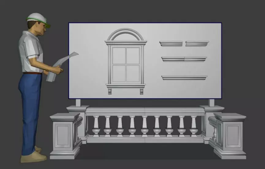 construct 3D window Free 3D model_0