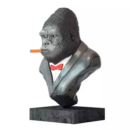 Deco Object Smoking Gorilla Low-poly 3D model