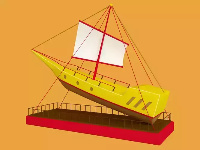 ship statue with sail Low-poly 3D model