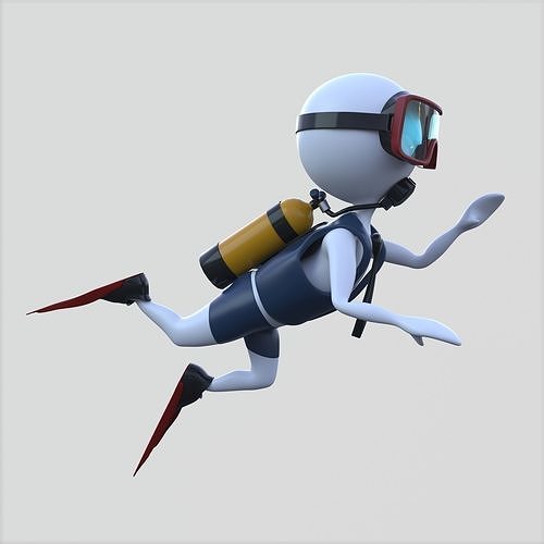 Diver Boy Low-poly Low-poly 3D model