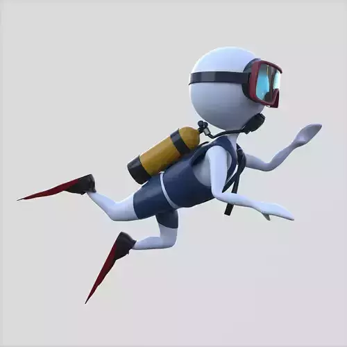 Diver Boy Low-poly Low-poly 3D model