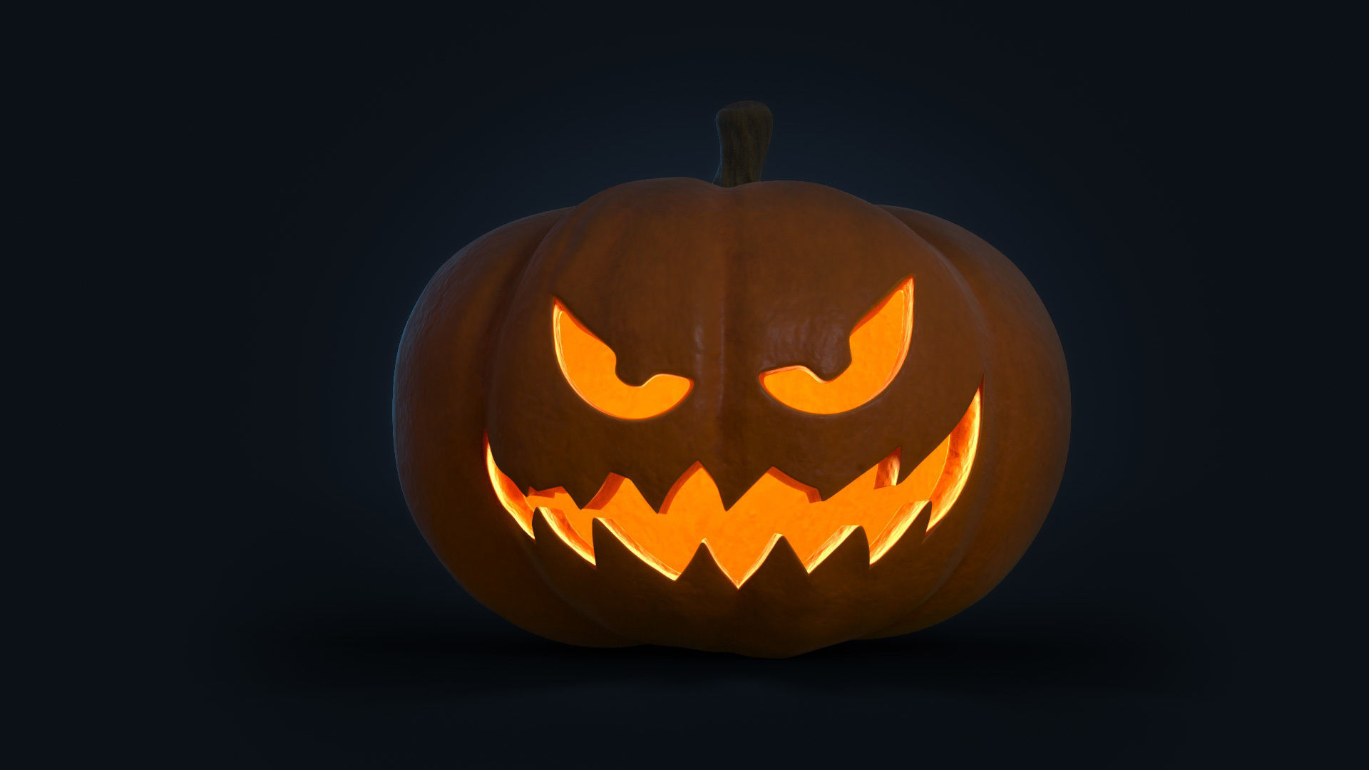 Jack-o-lantern pumpkin with intact pumpkin included model Low-poly 3D model_1