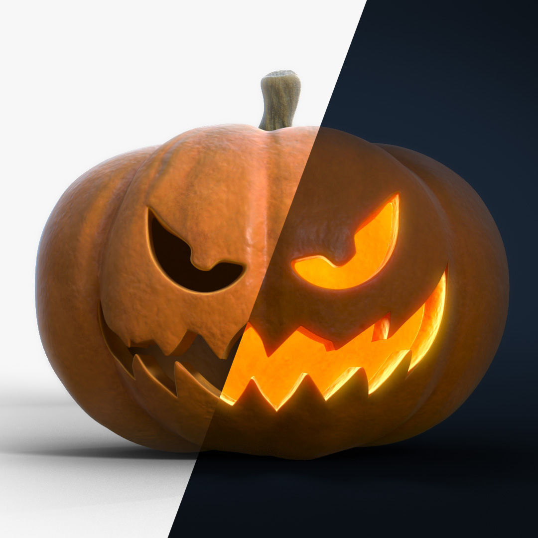 Jack-o-lantern pumpkin with intact pumpkin included model Low-poly 3D model_11