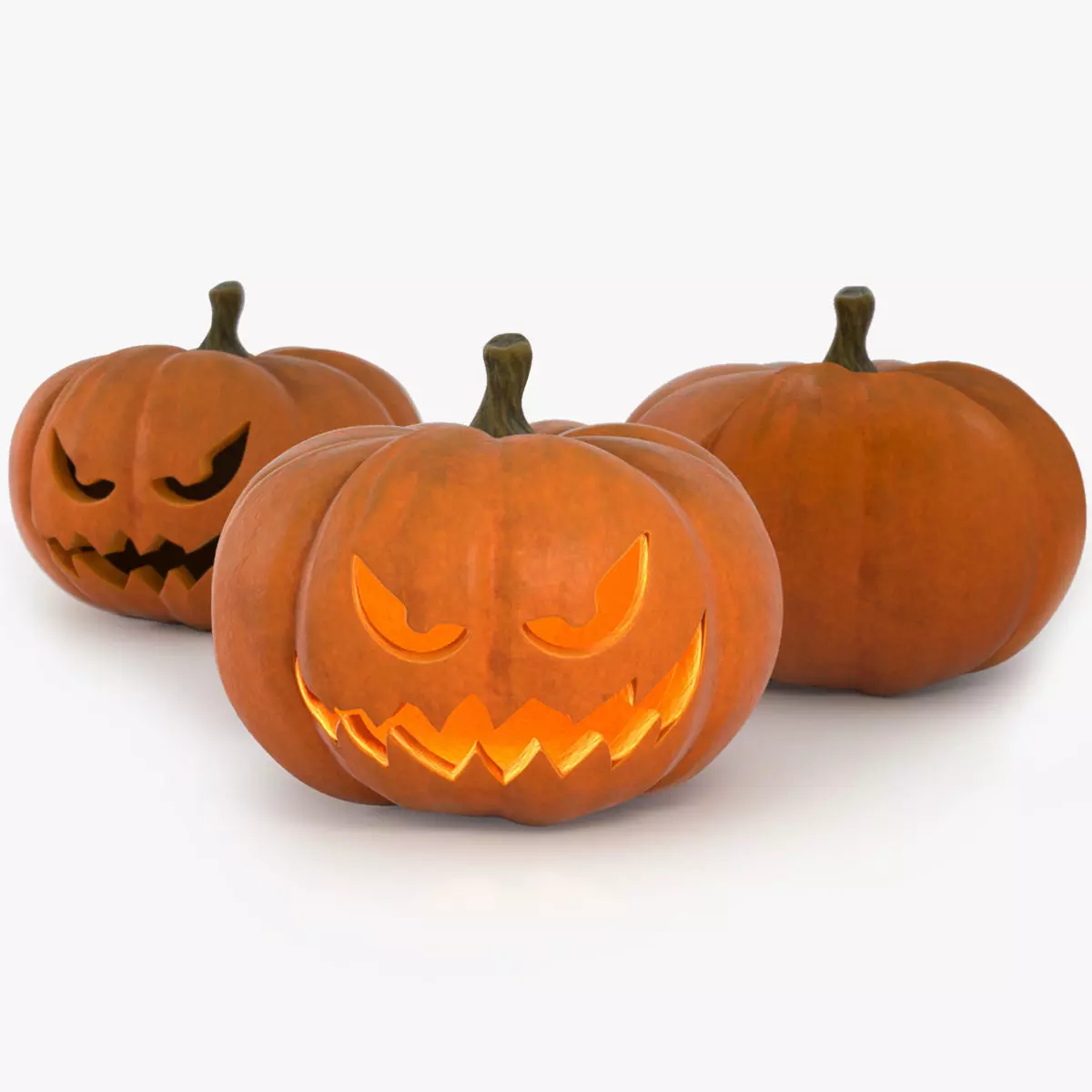 Jack-o-lantern pumpkin with intact pumpkin included model Low-poly 3D model_0