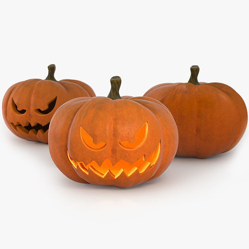 Jack-o-lantern pumpkin with intact pumpkin included model Low-poly 3D model