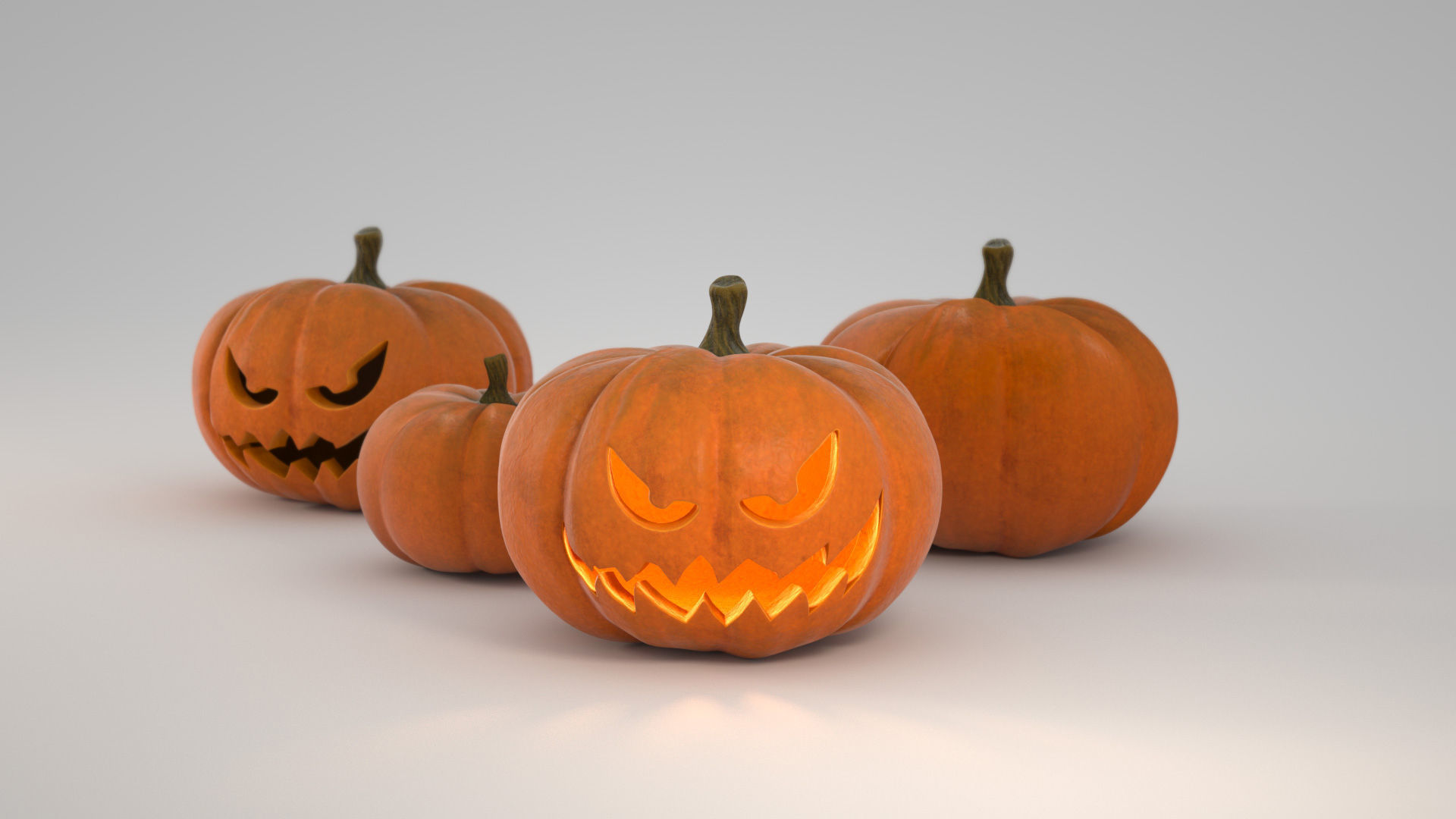 Jack-o-lantern pumpkin with intact pumpkin included model Low-poly 3D model_10