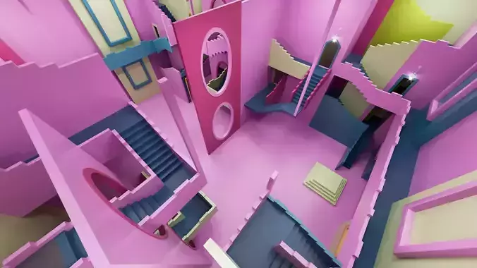 Squid Game  Artistic room 3D Model Low-poly 3D model