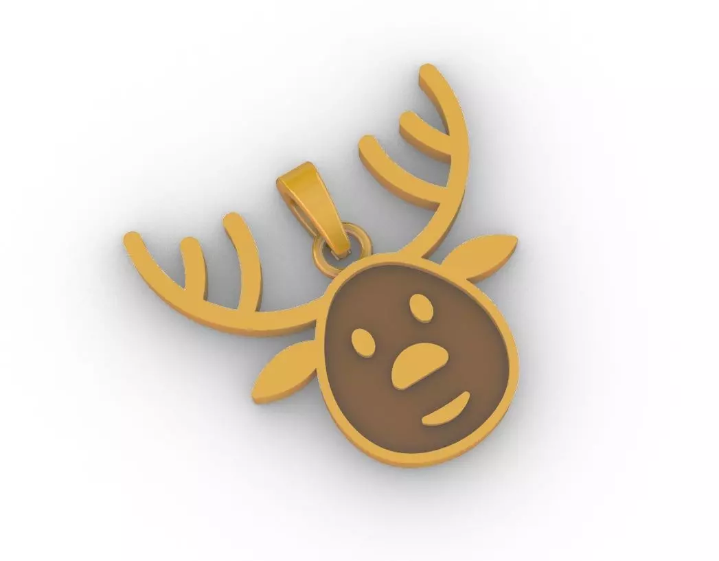 Gold Deer Head Pendant 3D print model