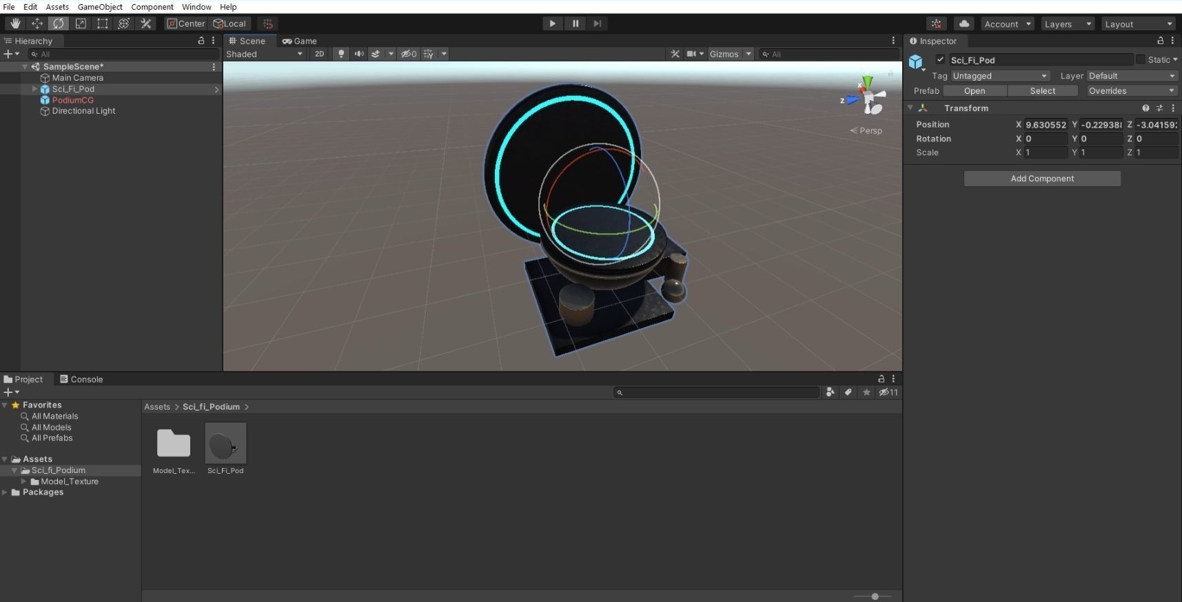 Sci fi dark Gold Pedestal Podium Space Low-poly 3D model_2