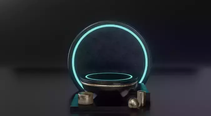 Sci fi dark Gold Pedestal Podium Space Low-poly 3D model Sci fi dark Gold Pedestal Podium Space Low-poly 3D model