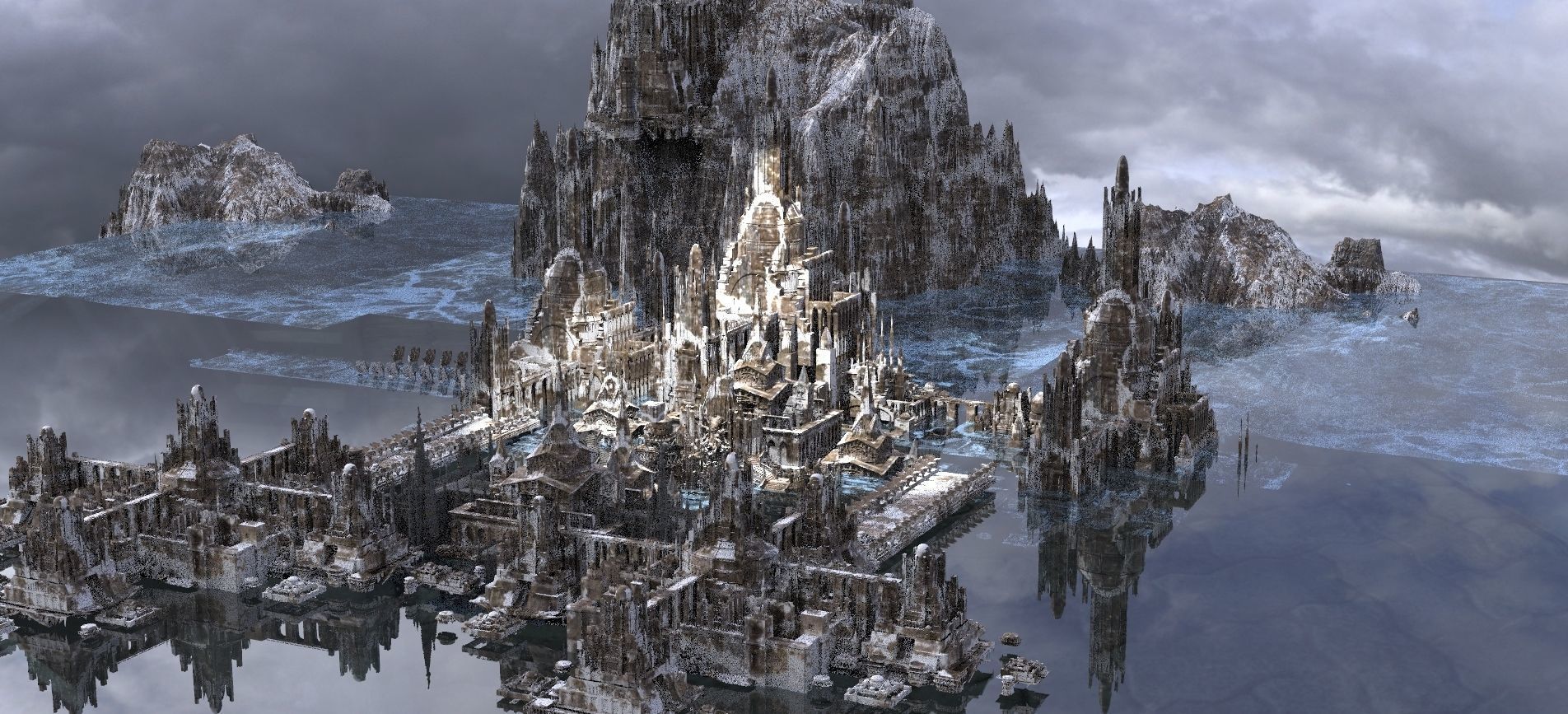 Snow City by mountain fortress kit bash  3D model_1