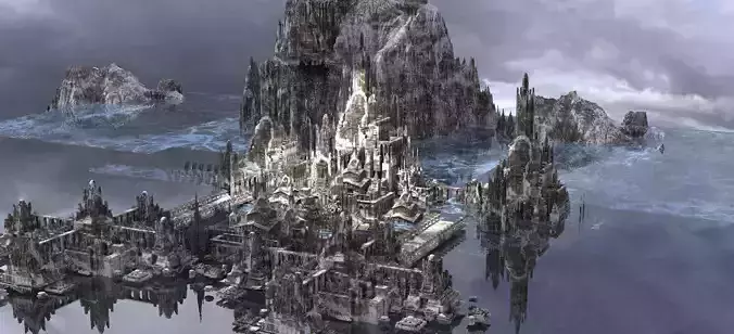 Snow City by mountain fortress kit bash  3D model