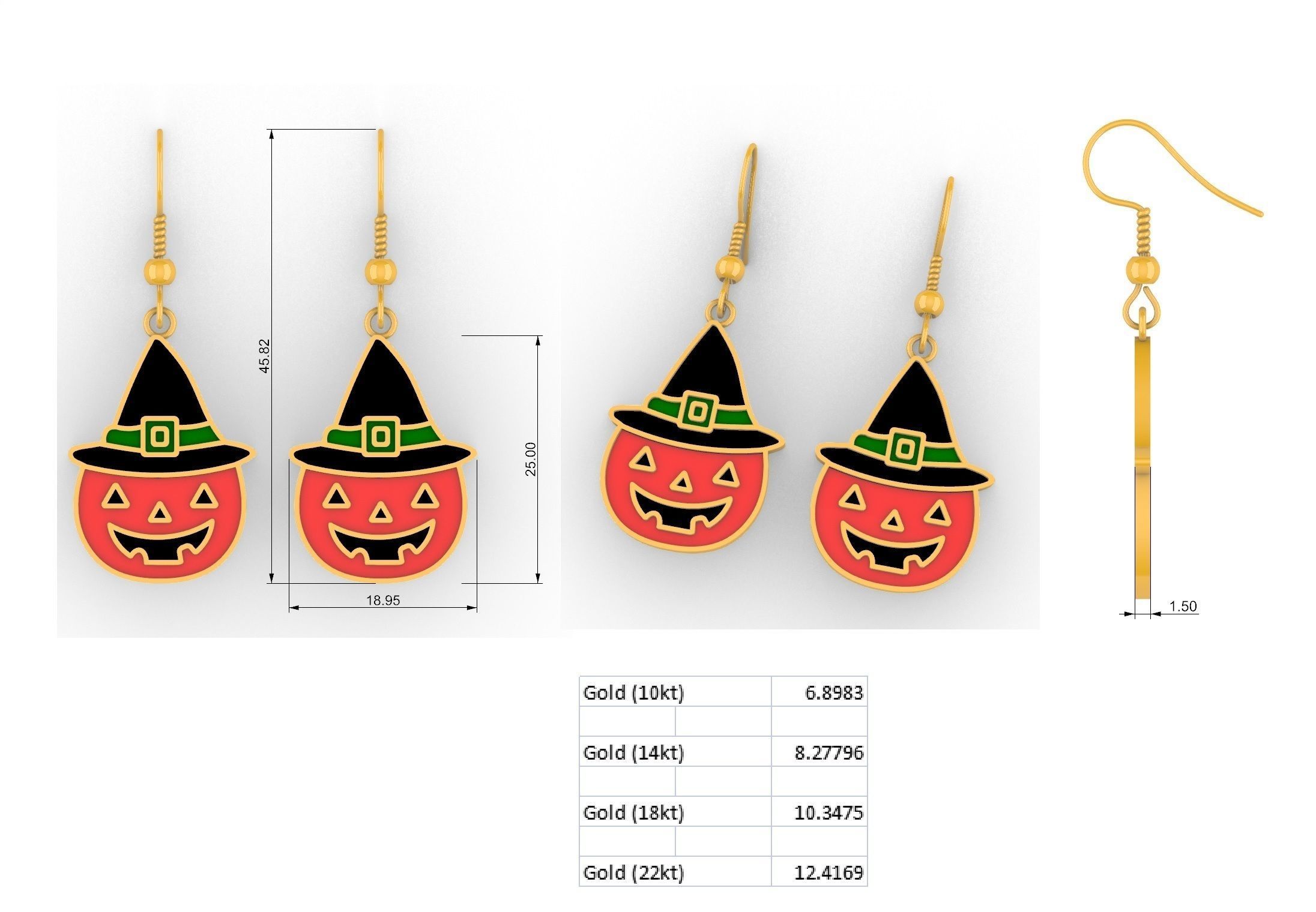 Halloween Earrings 3D print model_2
