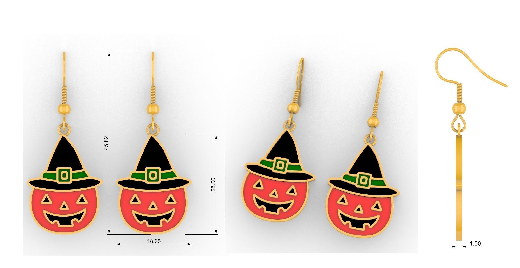 Halloween Earrings 3D print model_1