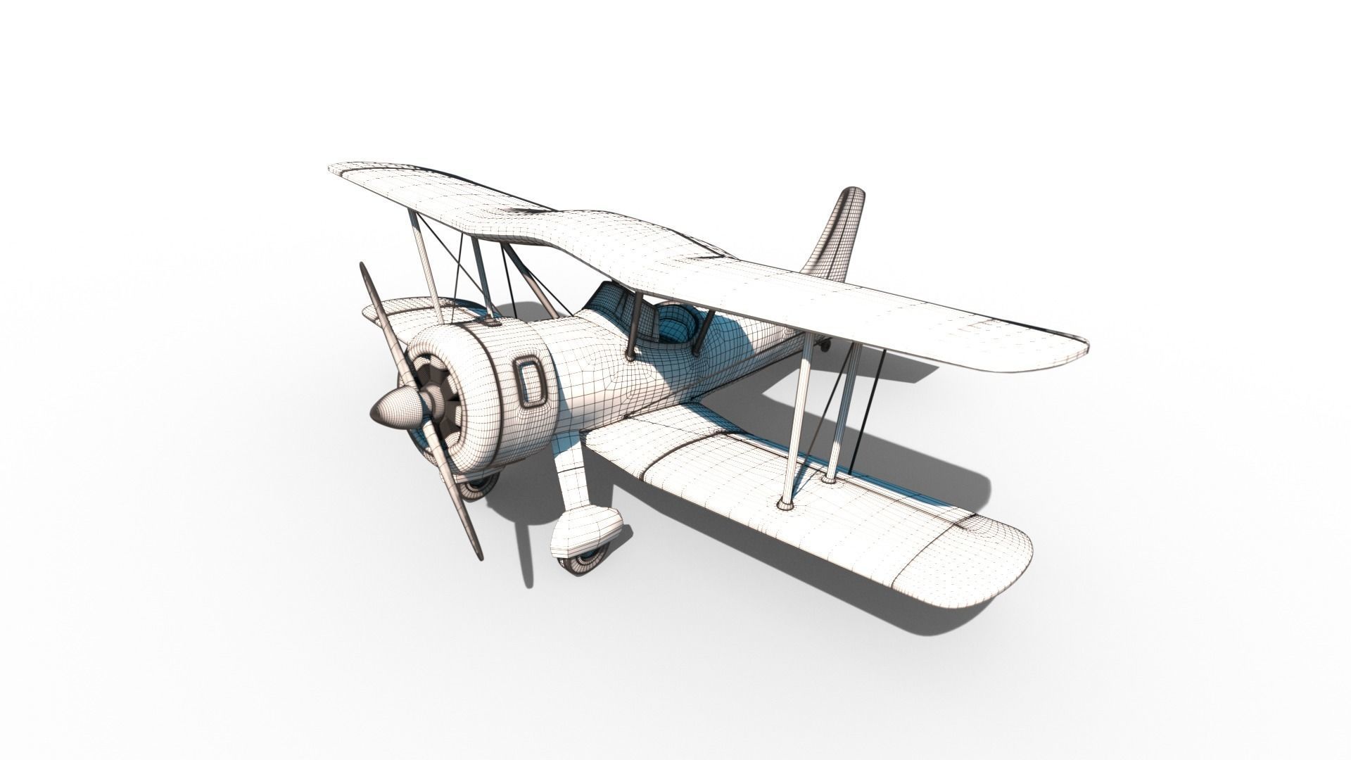 Biplane Y-893 3D model_7