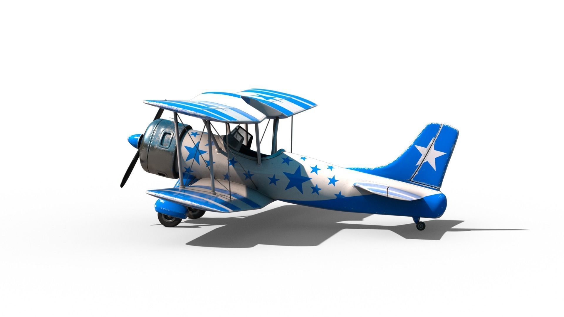 Biplane Y-893 3D model_1