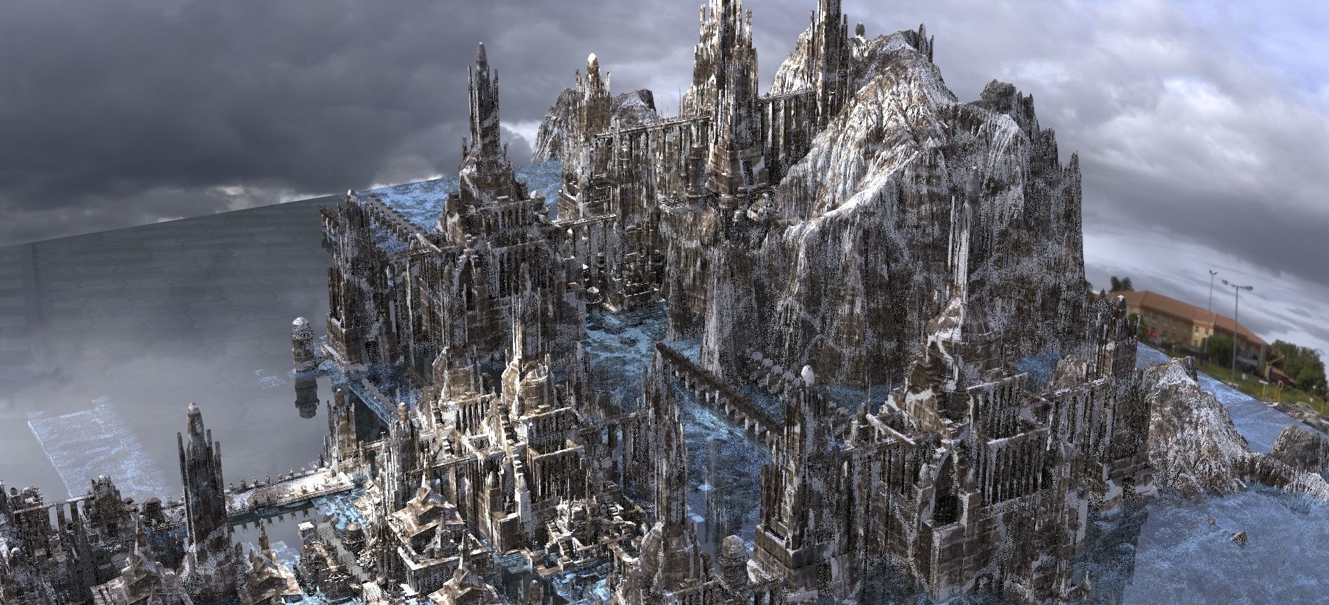 Holy Temple in Snow kit  bash 3D model_5