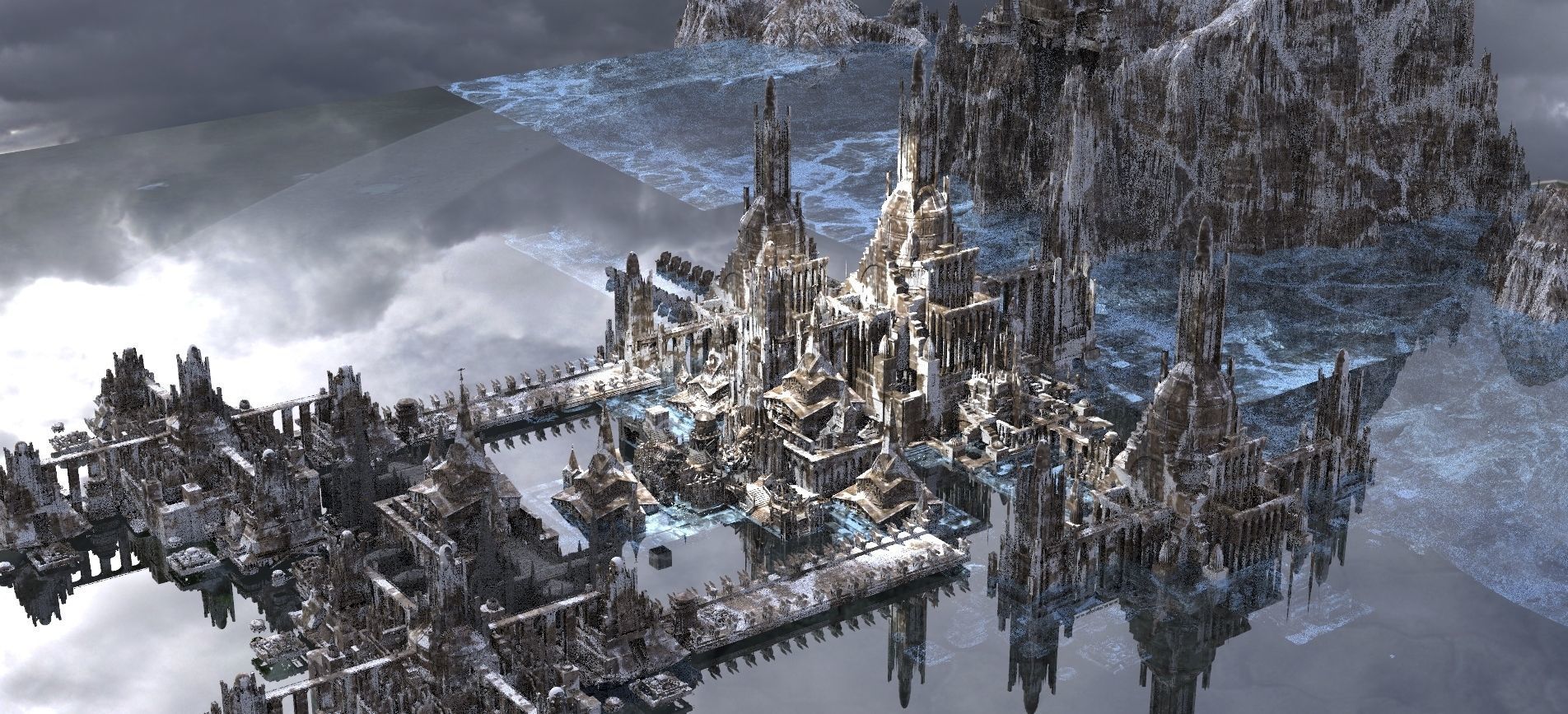 Holy Temple in Snow kit  bash 3D model_3