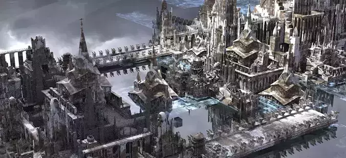 Holy Temple in Snow kit  bash 3D model