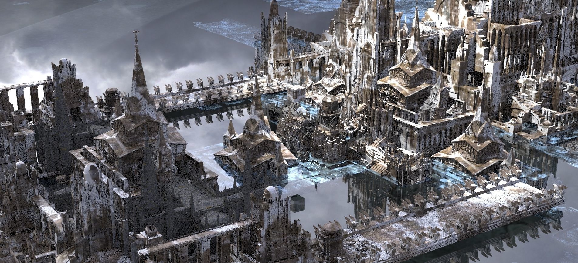 Holy Temple in Snow kit  bash 3D model_2