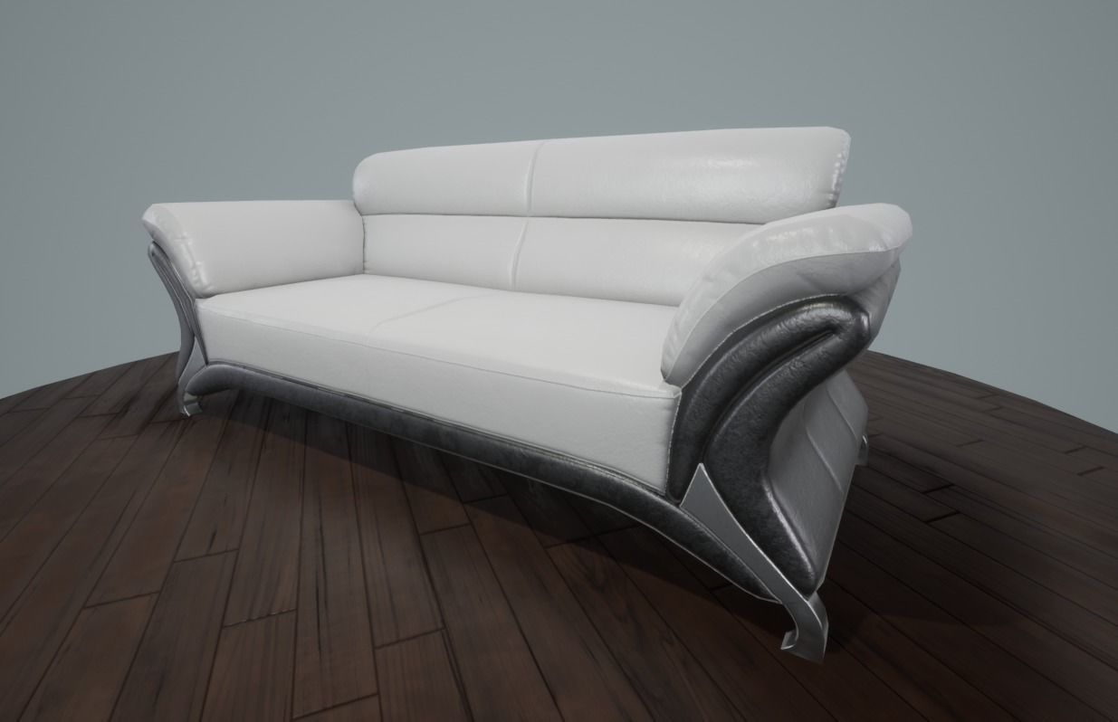 Leather Sofa Low-poly VR AR Low-poly 3D model_3