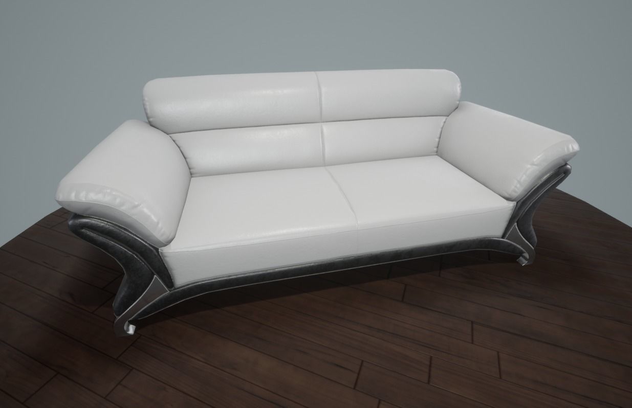 Leather Sofa Low-poly VR AR Low-poly 3D model_1