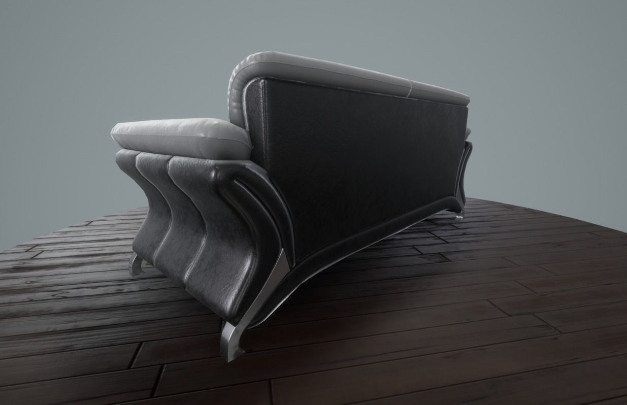 Leather Sofa Low-poly VR AR Low-poly 3D model_5