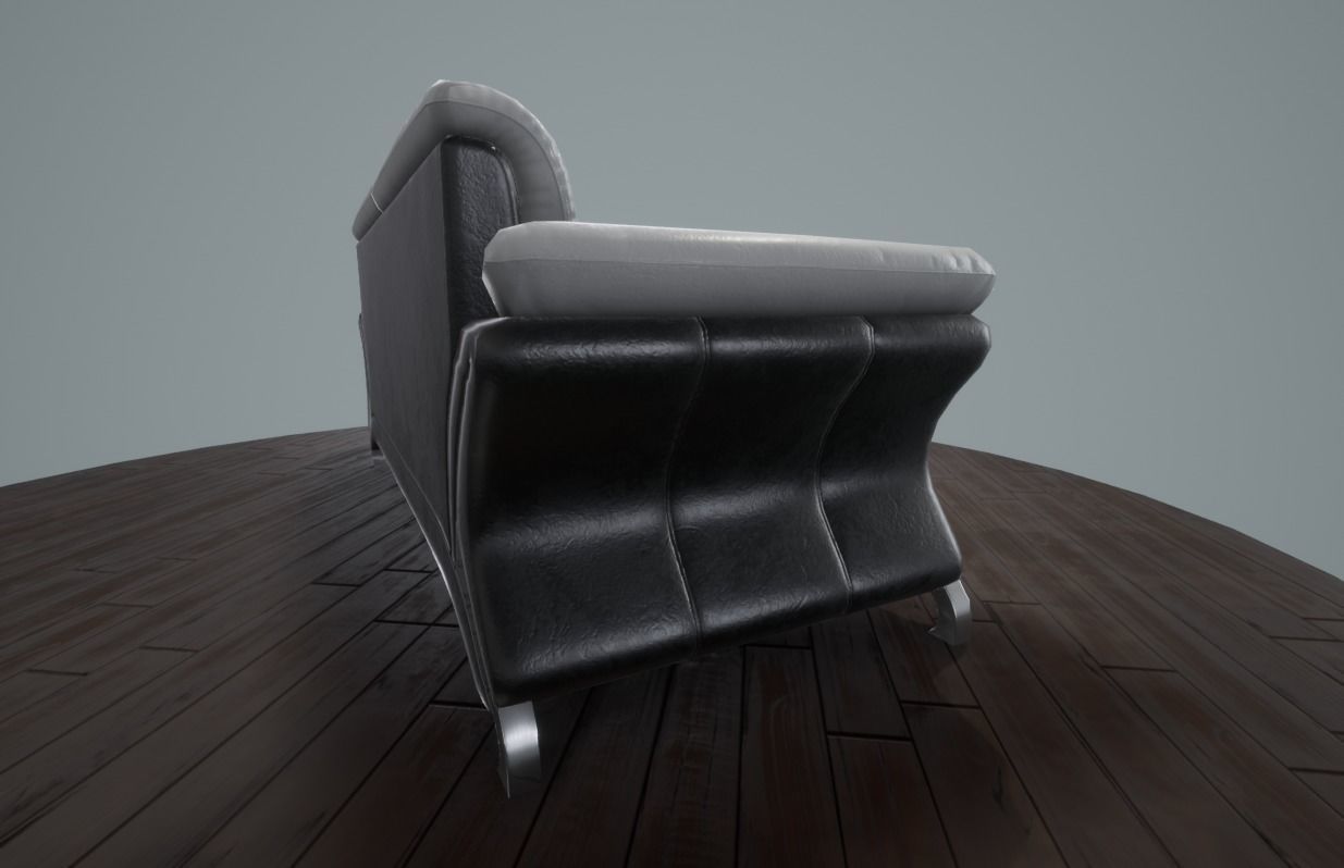 Leather Sofa Low-poly VR AR Low-poly 3D model_7