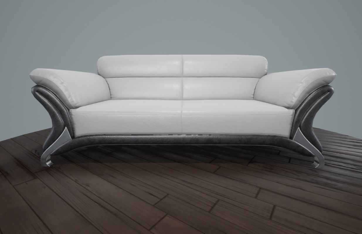 Leather Sofa Low-poly VR AR Low-poly 3D model_2