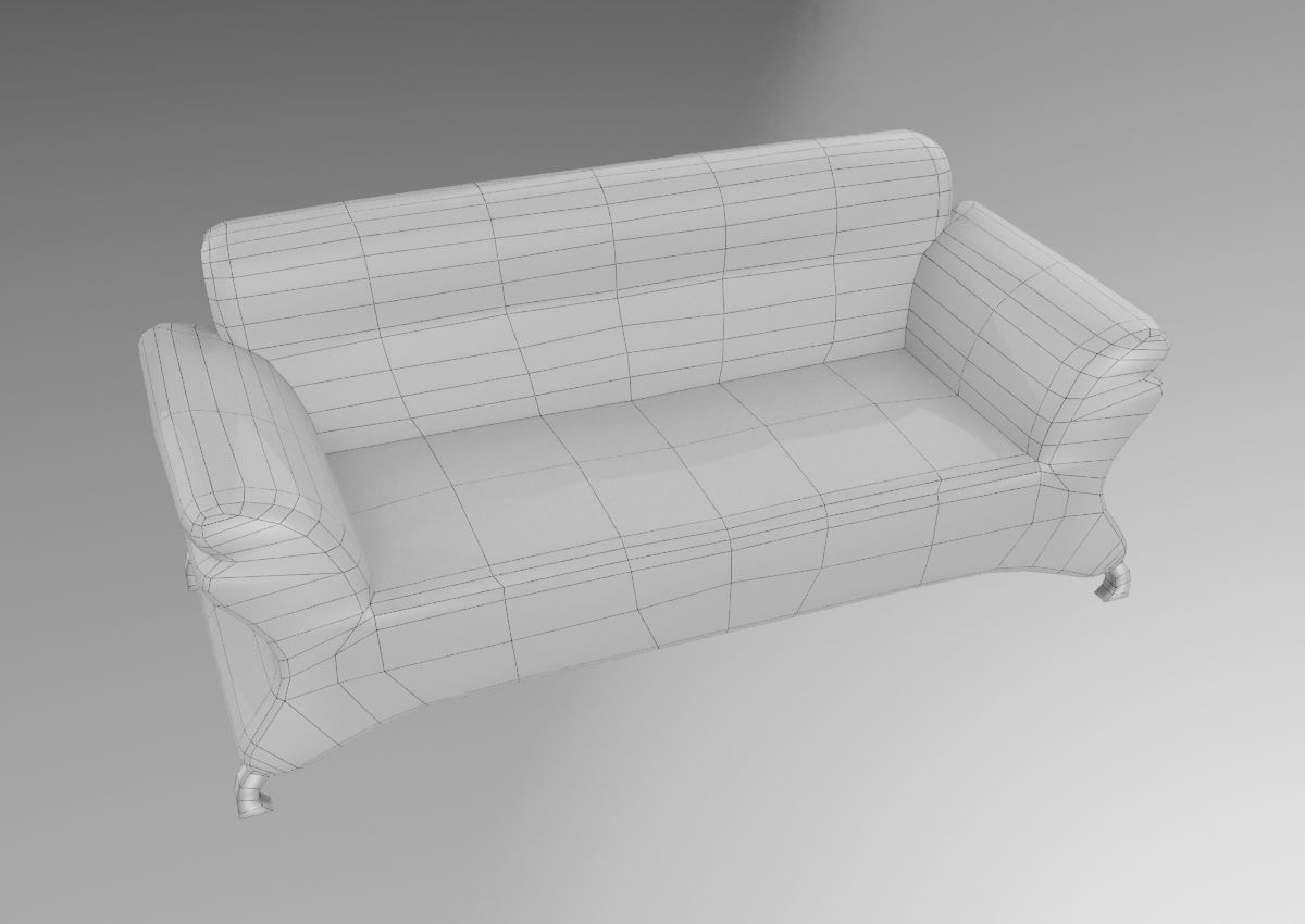 Leather Sofa Low-poly VR AR Low-poly 3D model_9