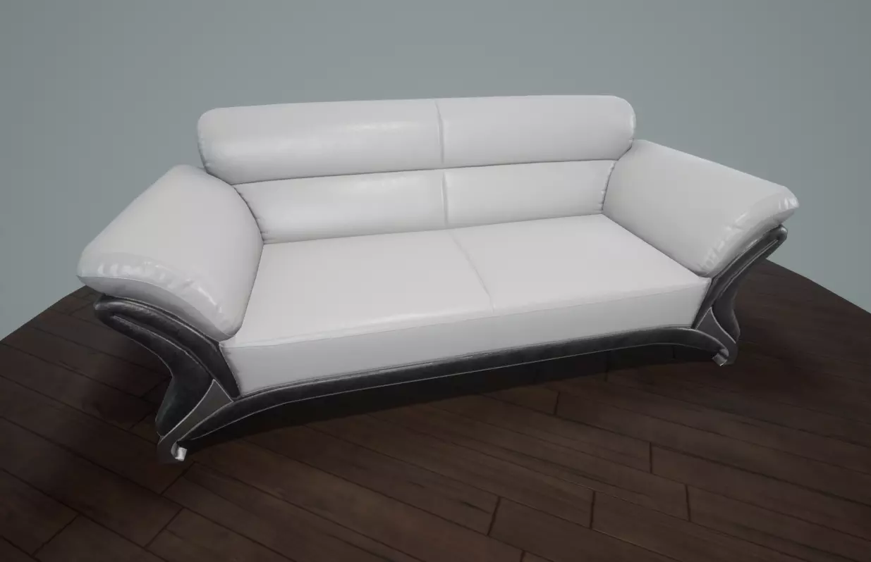 Leather Sofa Low-poly VR AR Low-poly 3D model_0