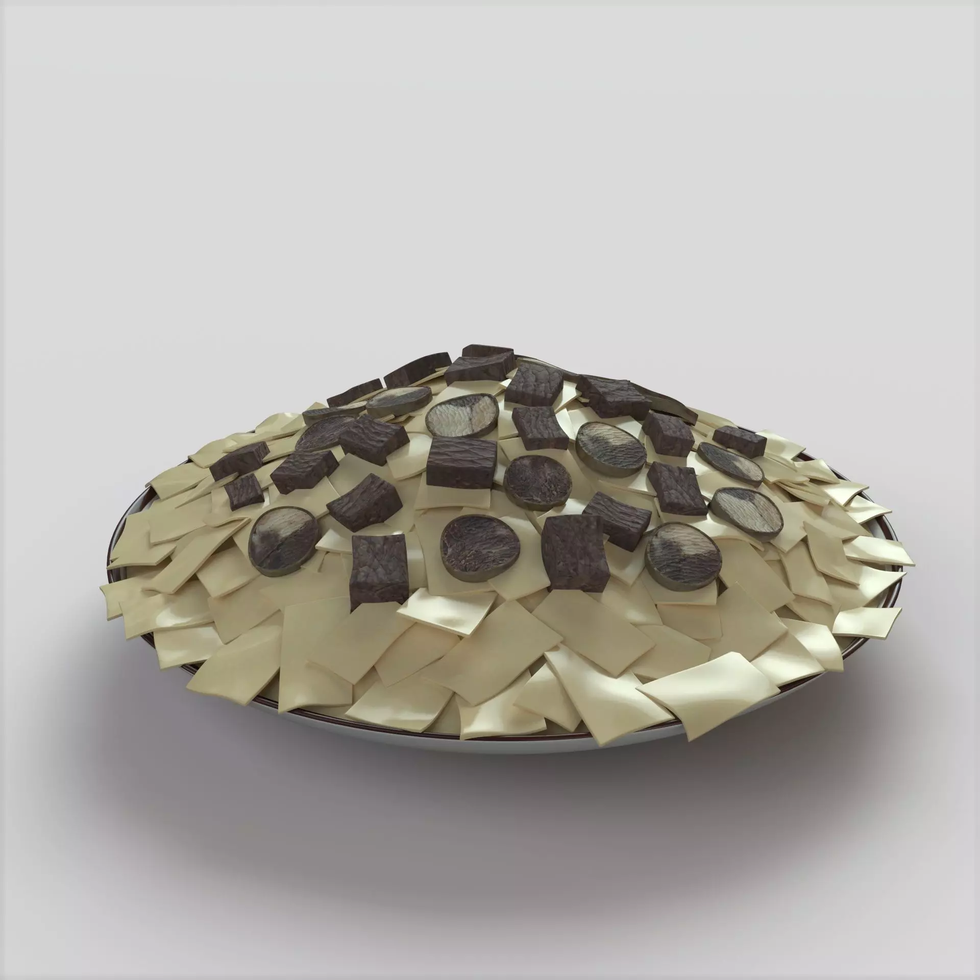 Beshbarmak pie with chocolate chips on top Low-poly 3D model_0