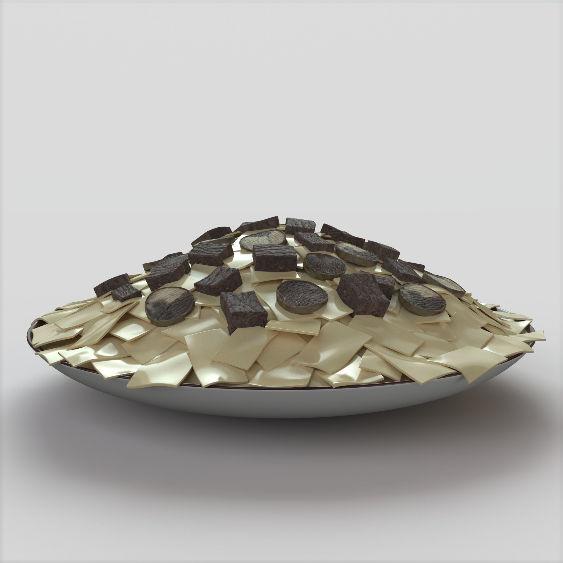 Beshbarmak pie with chocolate chips on top Low-poly 3D model_3