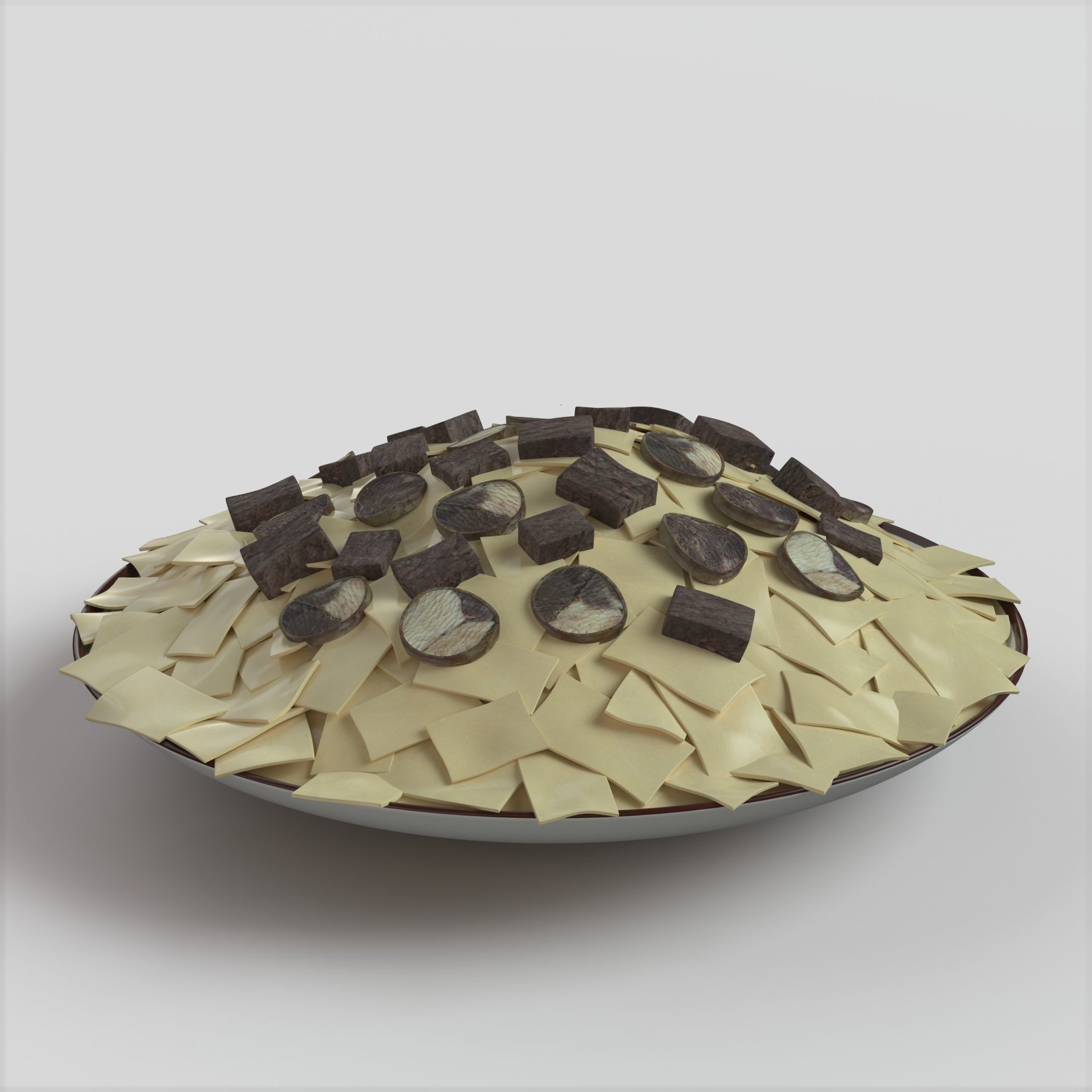 Beshbarmak pie with chocolate chips on top Low-poly 3D model_1