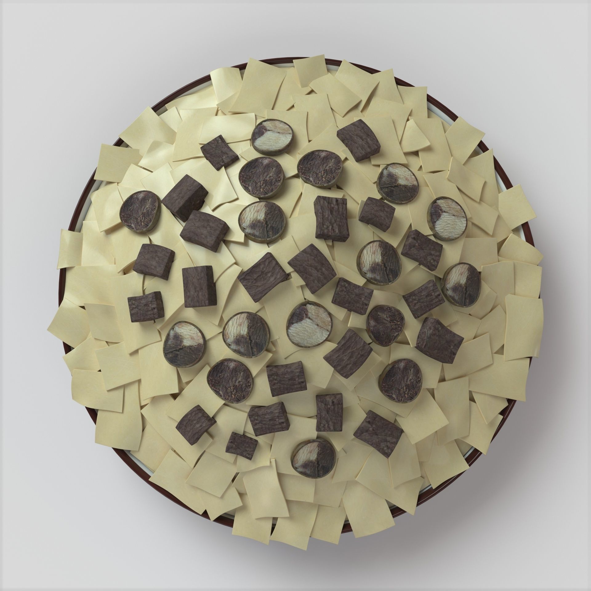 Beshbarmak pie with chocolate chips on top Low-poly 3D model_4