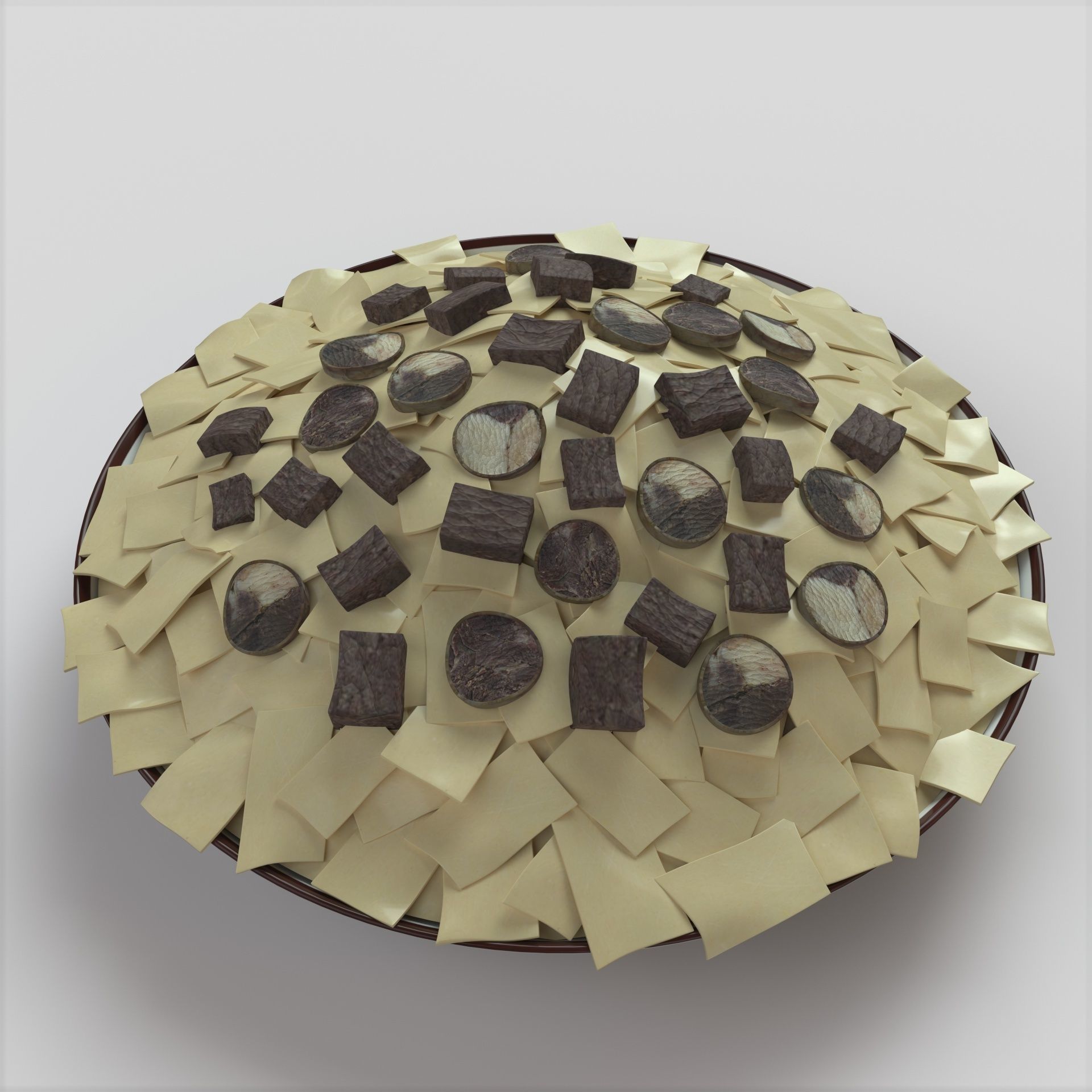 Beshbarmak pie with chocolate chips on top Low-poly 3D model_2