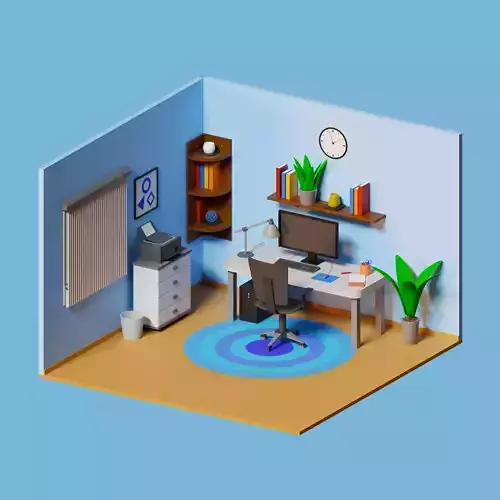 LowPoly Office with desk and chair
