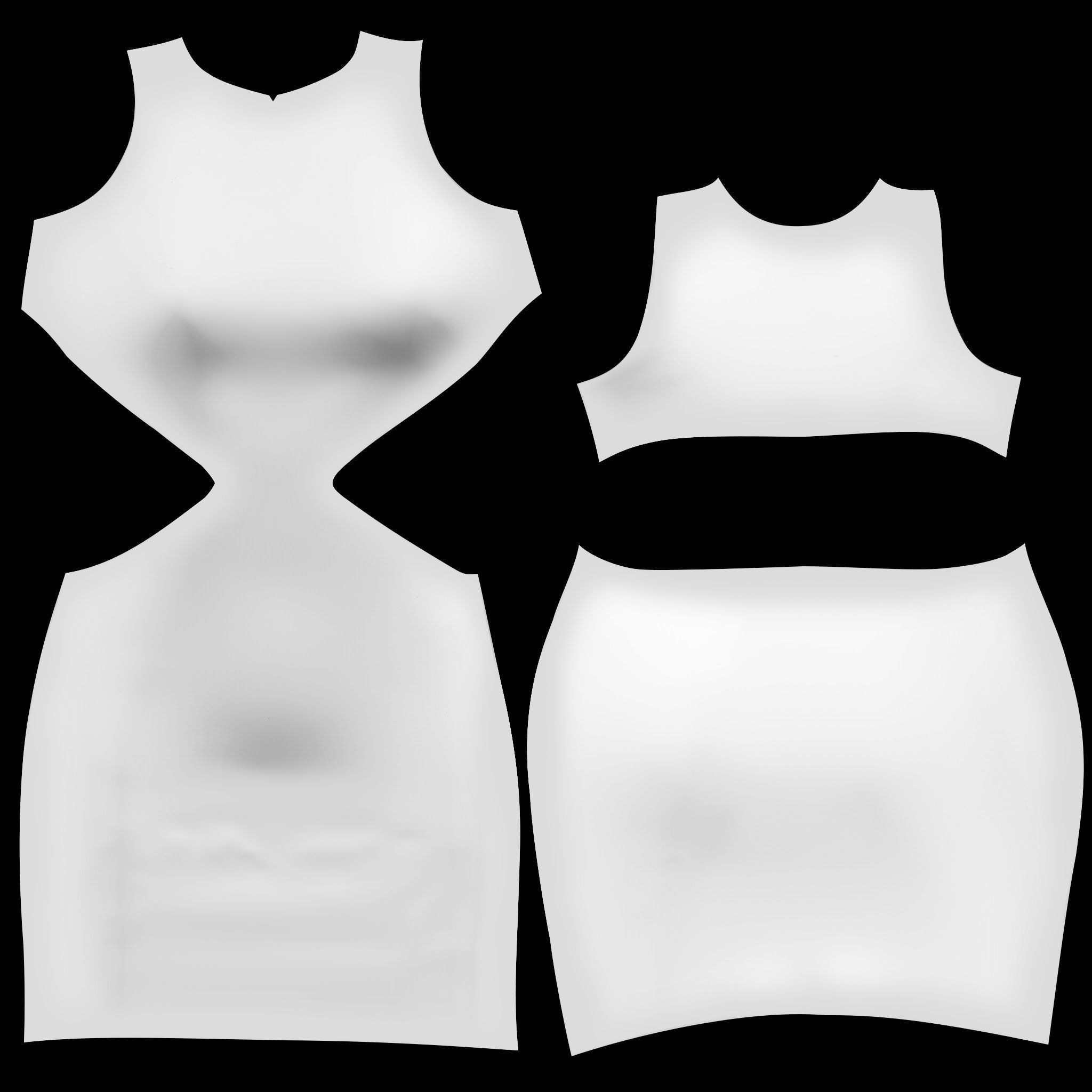 White Bare Back Dress Low-poly 3D model_9