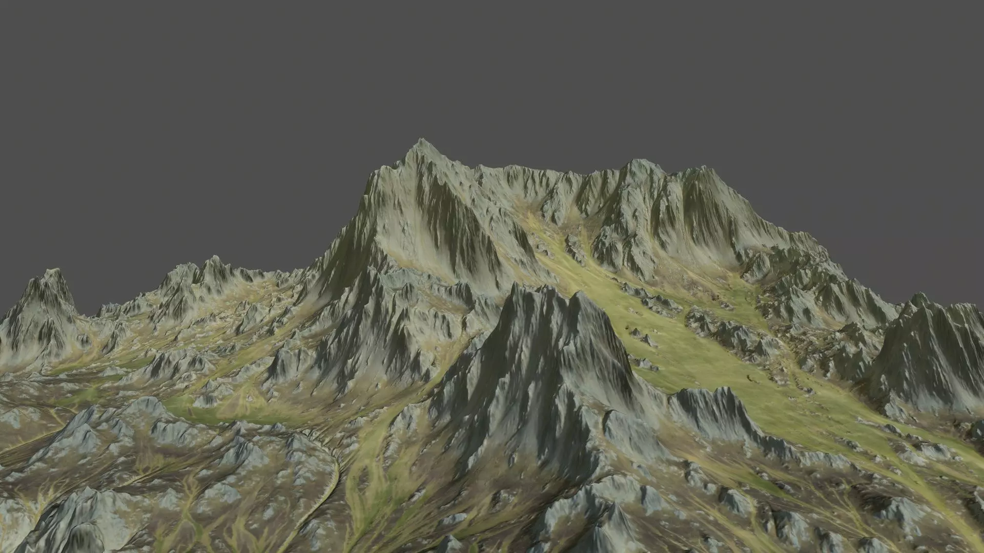Terrain mountain Low-poly 3D model_0