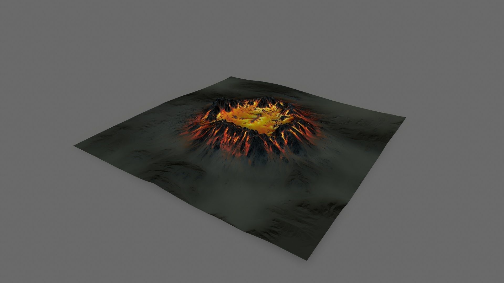 Volcano fire on piece of paper Low-poly 3D model_6