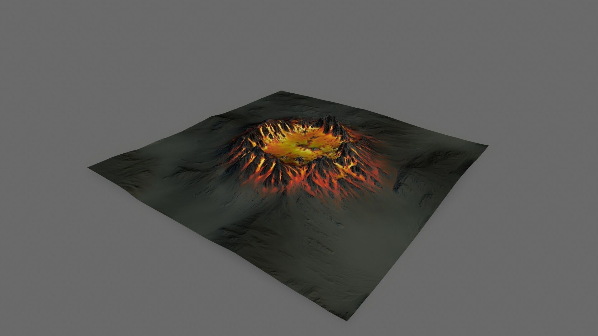 Volcano fire on piece of paper Low-poly 3D model_4