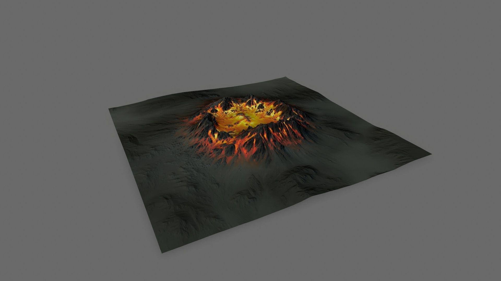 Volcano fire on piece of paper Low-poly 3D model_7