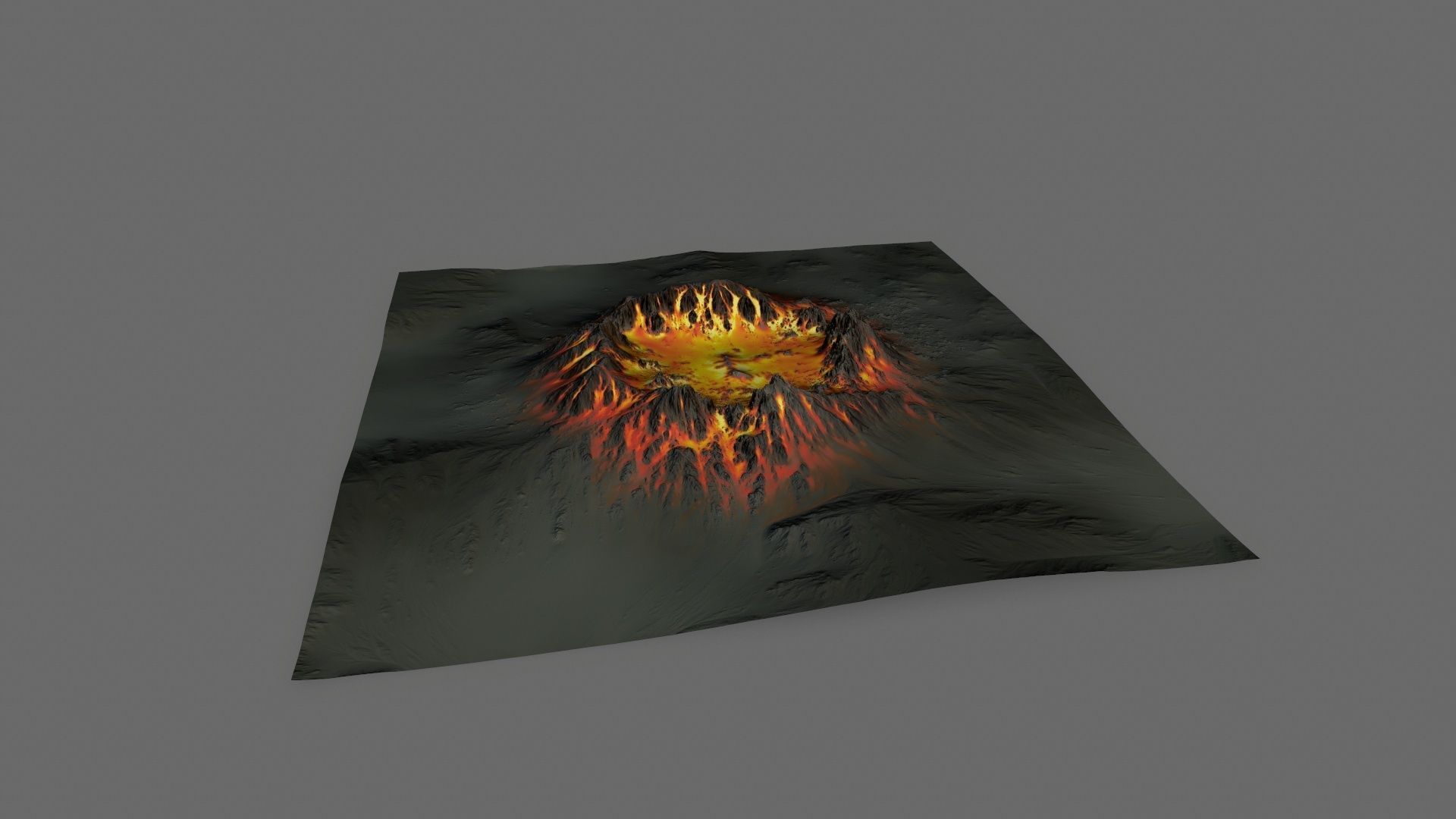 Volcano fire on piece of paper Low-poly 3D model_3