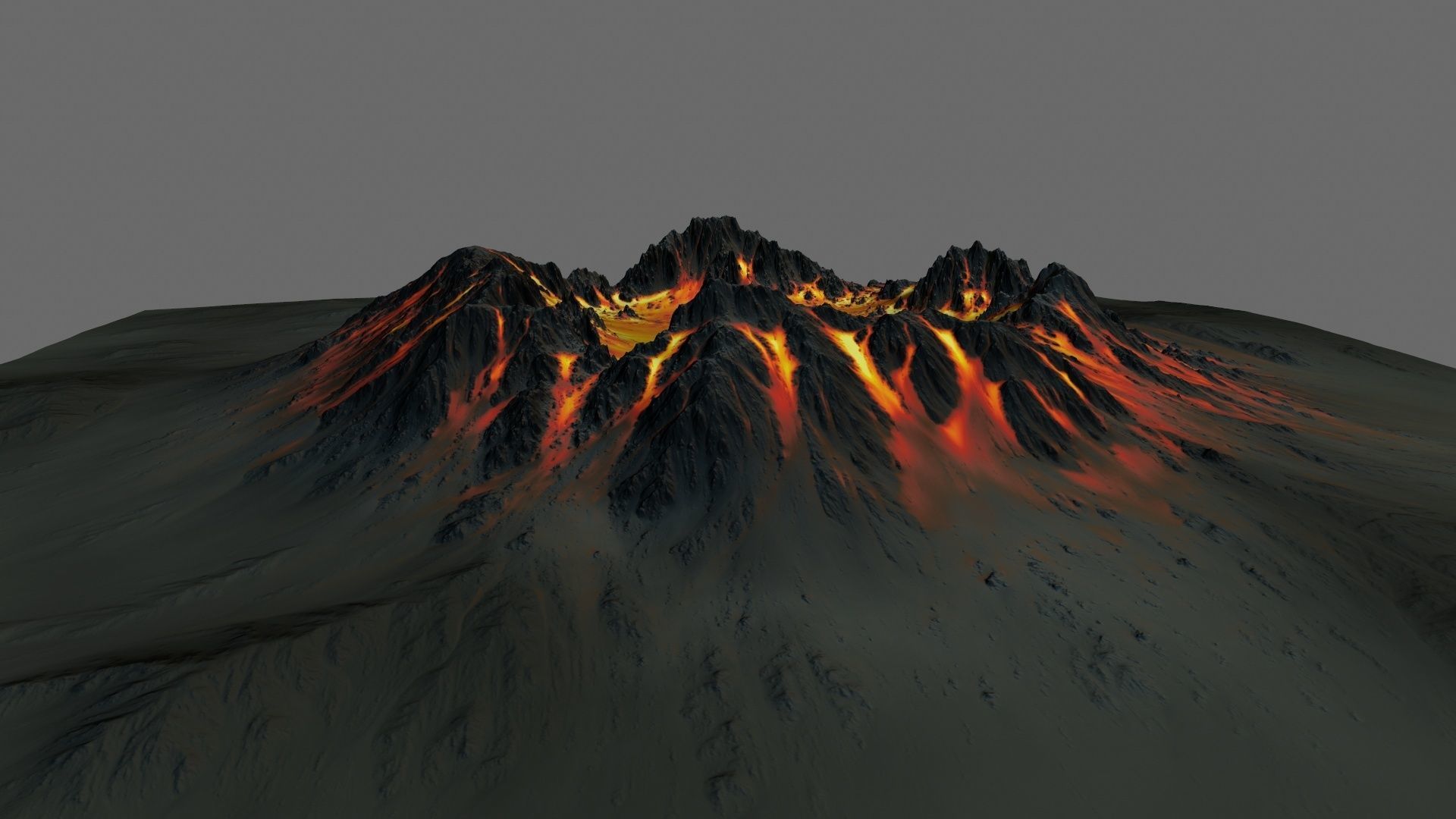 Volcano fire on piece of paper Low-poly 3D model_13