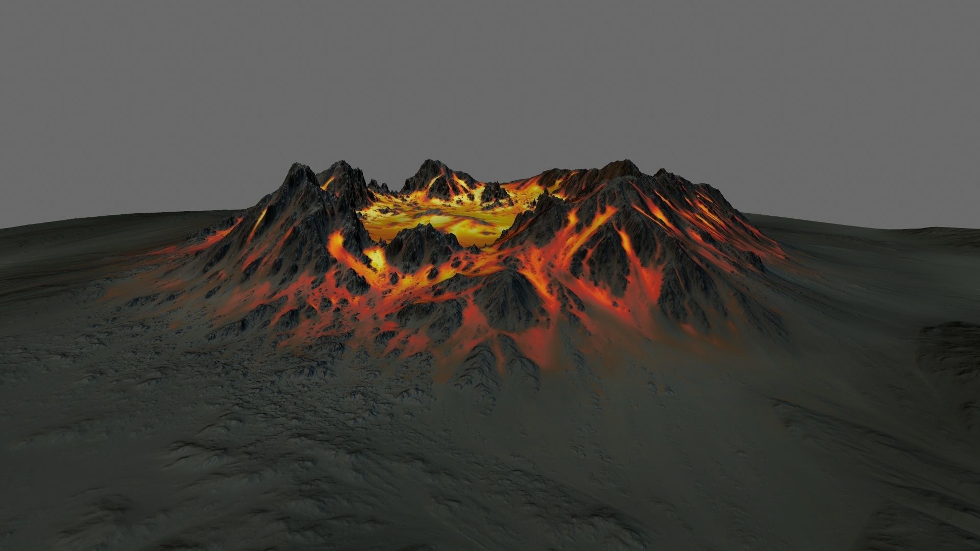 Volcano fire on piece of paper Low-poly 3D model_8