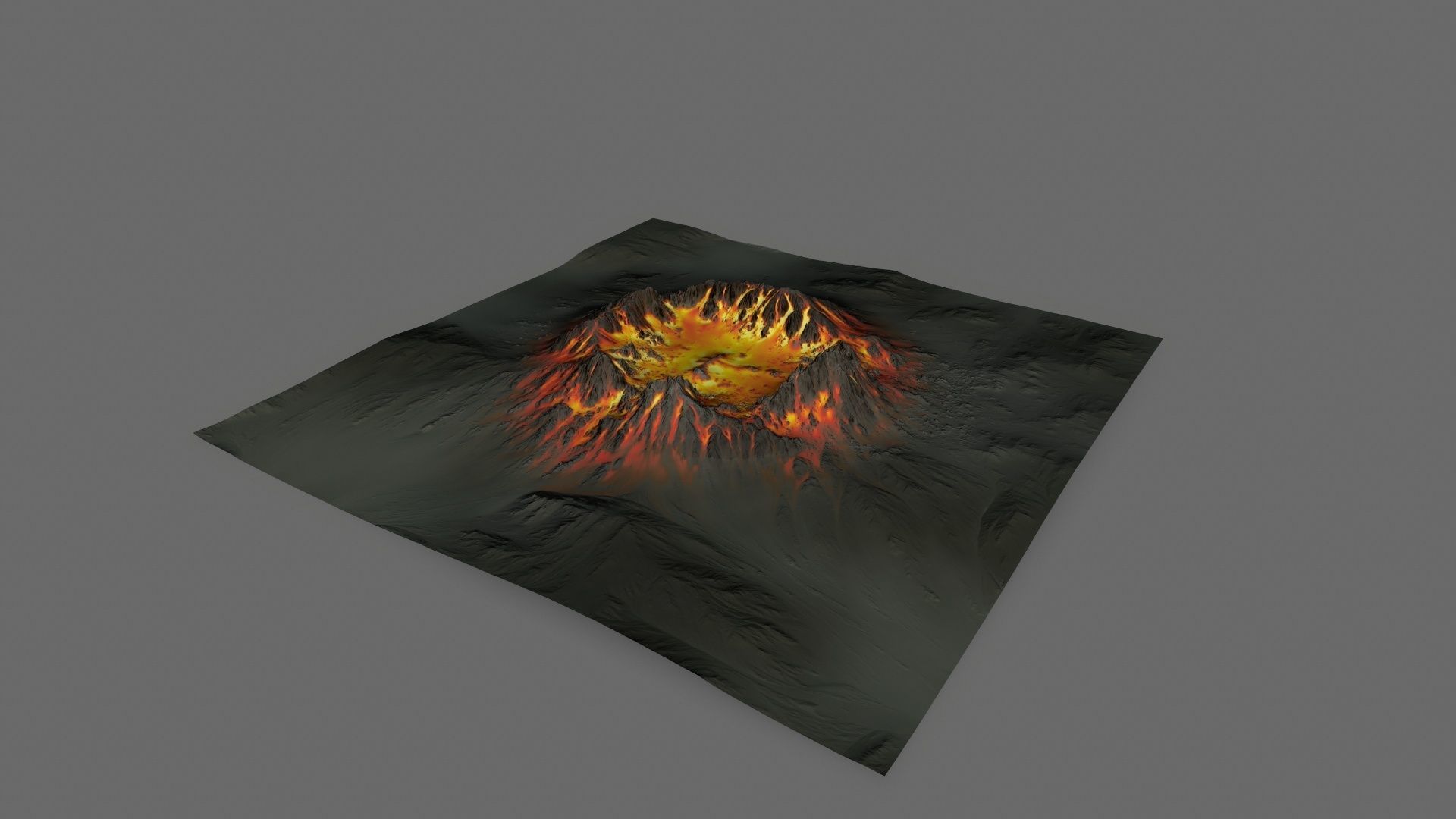 Volcano fire on piece of paper Low-poly 3D model_2